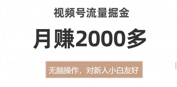 视频号流量掘金,无脑操作,对新人小白友好,月赚2000多【揭秘】-第一资源库