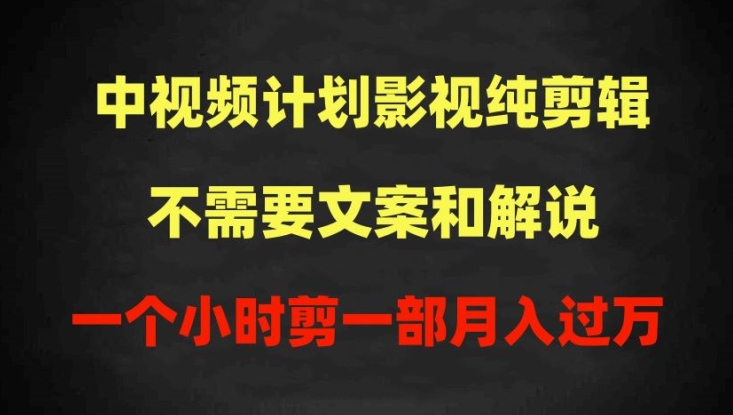 中视频计划影视纯剪辑,不需要文案和解说,一个小时剪一部,100%过原创月入过万【揭秘】-第一资源库