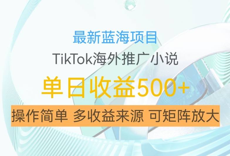 最新蓝海项目,利用tiktok海外推广小说赚钱佣金,简单易学,日入500+,可矩阵放大【揭秘】-第一资源库