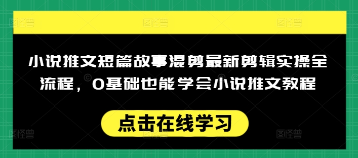 小说推文短篇故事混剪最新剪辑实操全流程,0基础也能学会小说推文教程,肯干多发日入多张-第一资源库