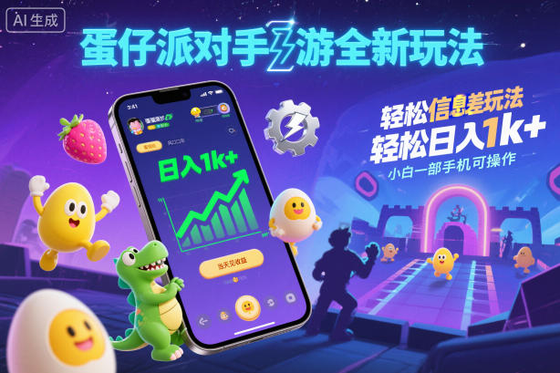蛋仔派对手游全新玩法，轻松日入1k+，风口信息差玩法，当天见收益，小白一部手机可操作-第一资源库