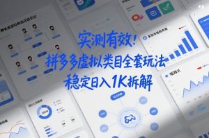 实测有效：拼多多虚拟类目全套玩法，矩阵化布局，稳定日入1K拆解【揭秘】-第一资源库