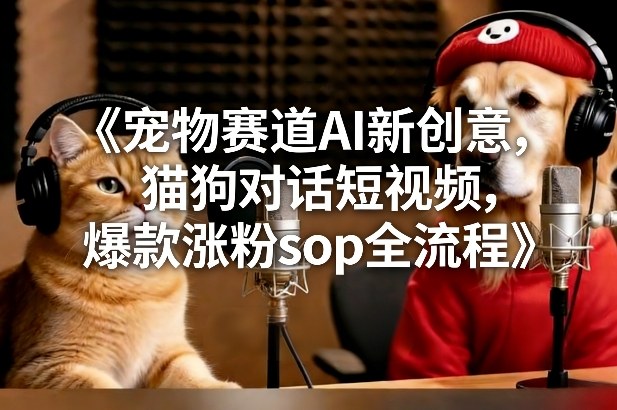 宠物赛道AI新创意，猫狗对话短视频，爆款涨粉sop全流程-第一资源库