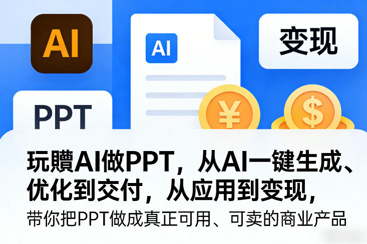 玩賺AI做PPT，从AI一键生成、优化到交付，从应用到变现，带你把PPT做成真正可用、可卖的商业产品-菠萝头