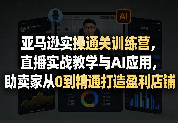 亚马逊实操通关训练营，直播实战教学与AI应用，助卖家从0到精通打造盈利店铺（更新3月23日）-菠萝头