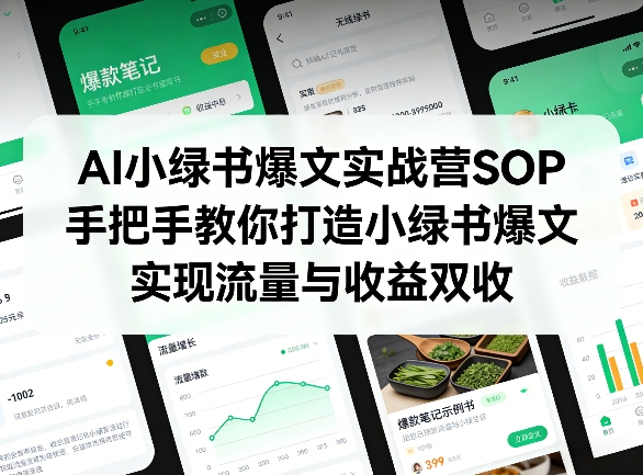 AI小绿书爆文实战营SOP，手把手教你打造小绿书爆文，实现流量与收益双收-菠萝头