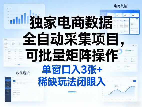 独家电商数据全自动采集项目，可批量矩阵操作，单窗口日入3张+，稀缺玩法闭眼入【揭秘】-菠萝头