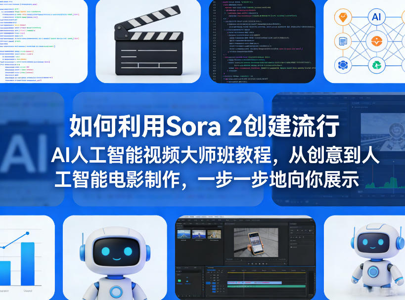 如何利用Sora 2创建流行AI人工智能视频大师班教程，从创意到人工智能电影制作，一步一步地向你展示-菠萝头