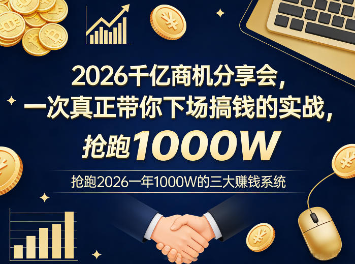 2026千亿商机分享会，一次真正带你下场搞钱的实战，抢跑2026一年1000W的三大賺钱系统-菠萝头
