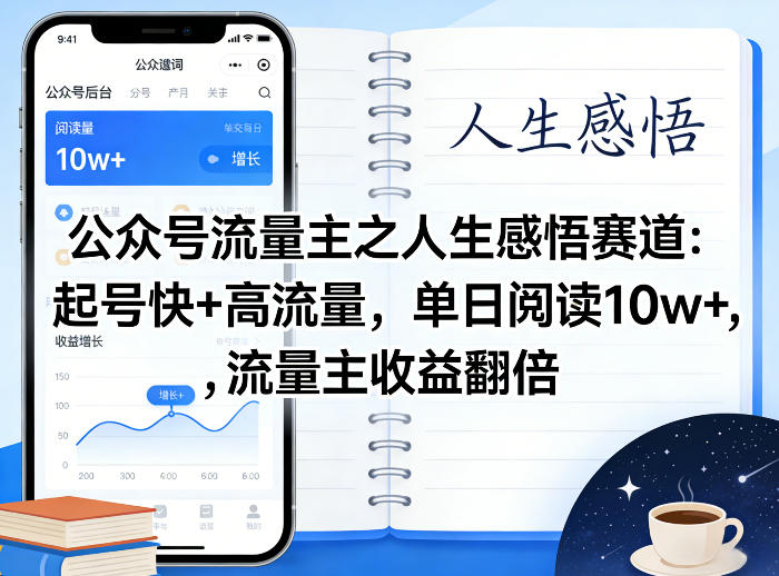 公众号流量主之人生感悟赛道，起号快+高流量，单日阅读10w+，流量主收益翻倍-菠萝头