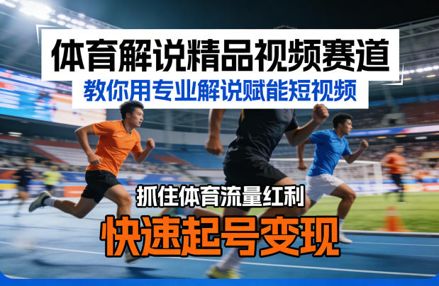 体育解说精品视频赛道，教你用专业解说赋能短视频，抓住体育流量红利，快速起号变现-菠萝头