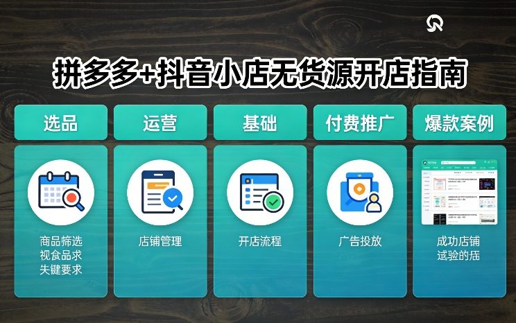 拼多多+抖音小店无货源开店，包括：选品、运营、基础、付费推广、爆款案例等(更新26年3月)-第一资源库