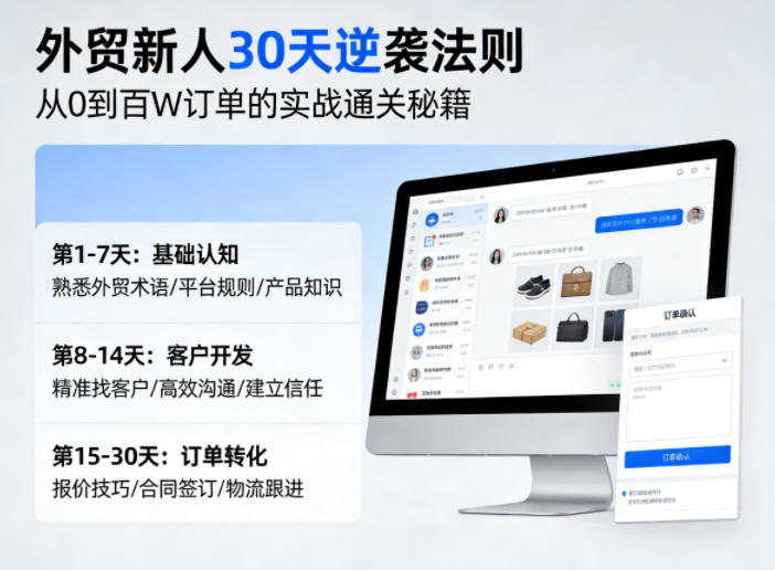 外贸新人30天逆袭法则，教你从0到百W订单的实战通关秘籍-菠萝头