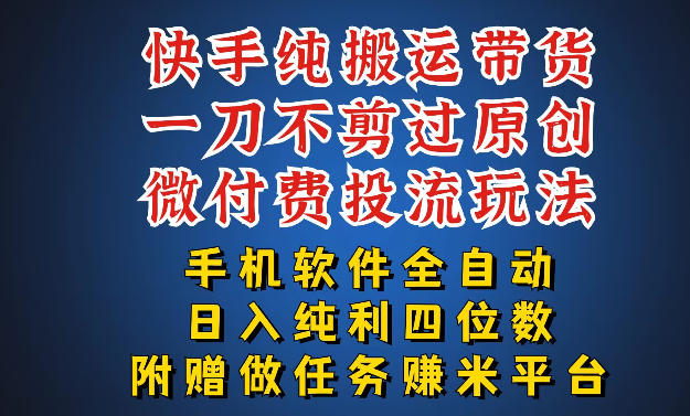 最新黑科技快手搬运带货方法，手机就能操作，轻松带你日入四位数【揭秘】-菠萝头