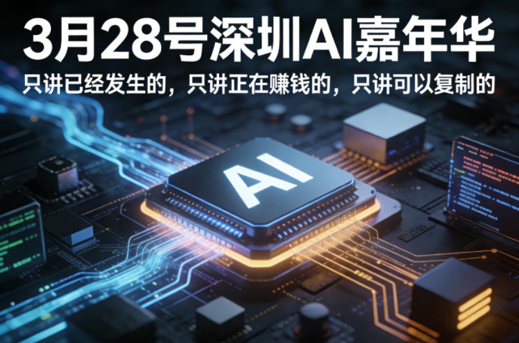 3月28号深圳AI嘉年华，只讲已经发生的，只讲正在賺钱的，只讲可以复制的-菠萝头