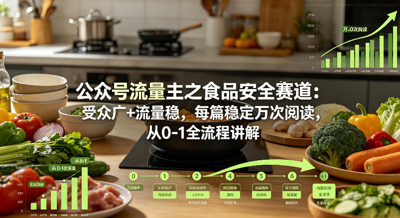 公众号流量主之食品安全赛道，受众广+流量稳，每篇作品稳定万次阅读，从0-1全流程讲解-菠萝头