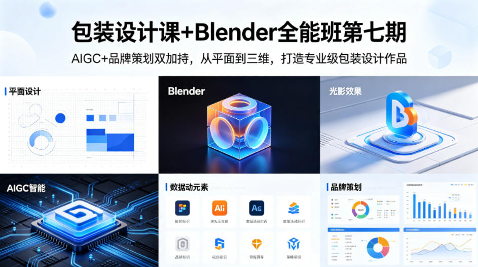 包装设计课+Blender全能班第七期，AIGC+品牌策划双加持，从平面到三维，打造专业级包装设计作品-菠萝头