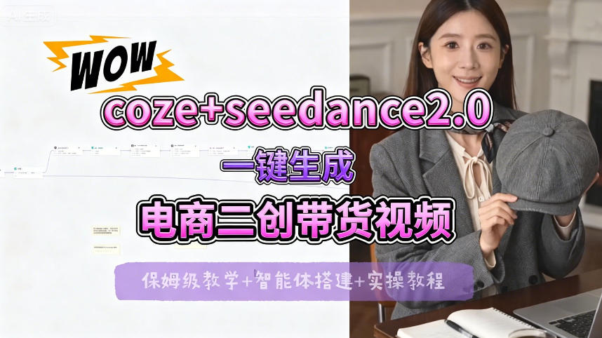 【Coze工作流搭建实操教程】seedance2.0+coze一键生成电商二创带货视频，全流程保姆级教学-菠萝头