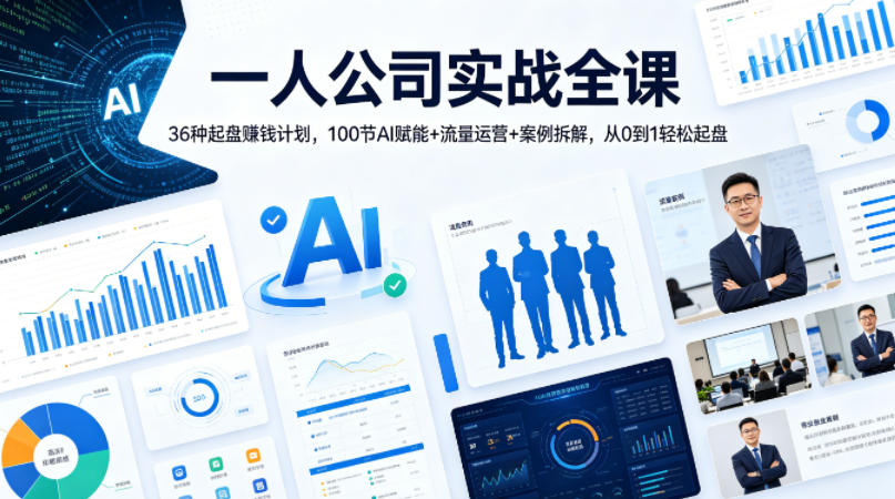 一人公司实战全课｜36种起盘賺钱计划，100节AI赋能+流量运营+案例拆解，从0到1轻松起盘-菠萝头
