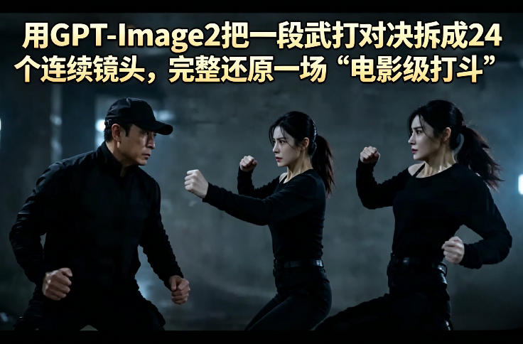 用GPT-Image2把一段武打对决拆成24个连续镜头，完整还原一场“电影级打斗”-菠萝头
