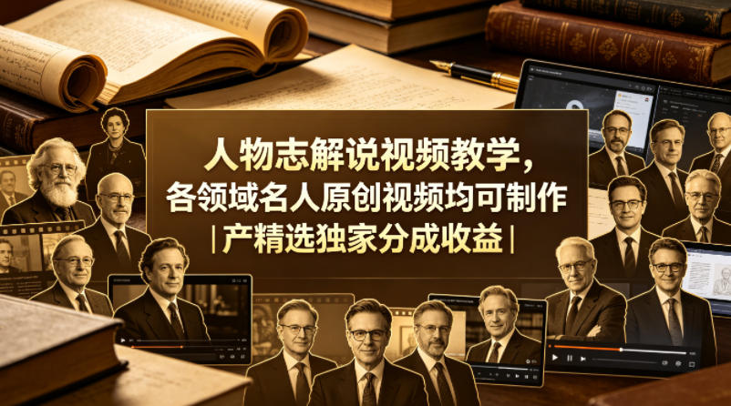 人物志解说视频教学，各领域名人原创视频均可制作丨精选独家分成收益-菠萝头