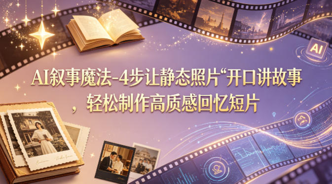 AI叙事魔法-4步让静态照片“开口讲故事”，轻松制作高质感回忆短片-菠萝头