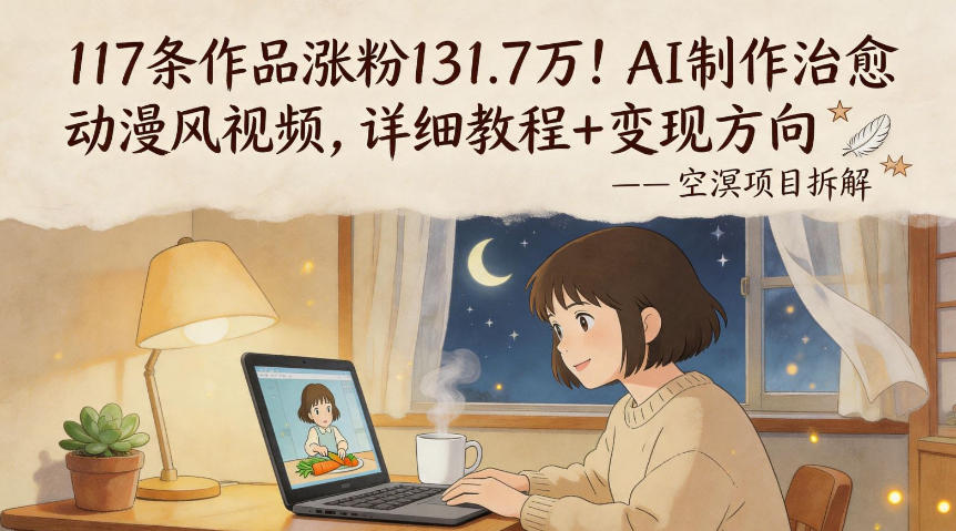 117条作品涨粉131.7W！AI制作治愈动漫风视频，详细教程+变现方向-菠萝头