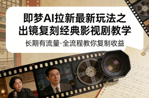 即梦AI拉新最新玩法之出镜复刻经典影视剧教学，长期有流量，全流程教你复制收益-菠萝头