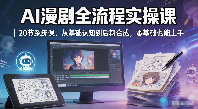 AI漫剧全流程实操课｜20节系统课，从基础认知到后期合成，零基础也能上手-菠萝头