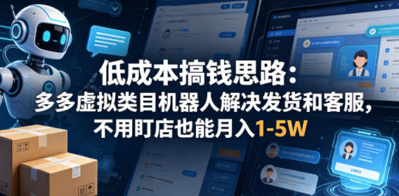 低成本搞钱思路：多多虚拟类目机器人解决发货和客服，不用盯店也能月入1-5W【揭秘】-菠萝头