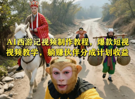 AI西游记视频制作教程，爆款短视频教学，躺賺伙伴分成计划收益-菠萝头
