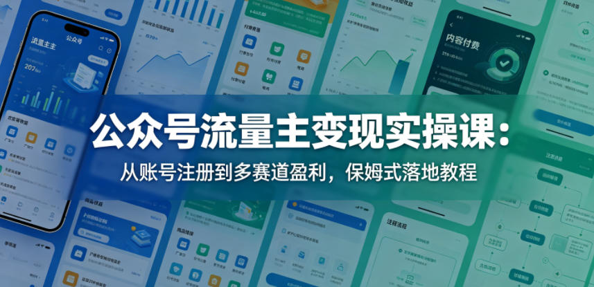 公众号流量主变现实操课：从账号注册到多赛道盈利，保姆式落地教程-菠萝头