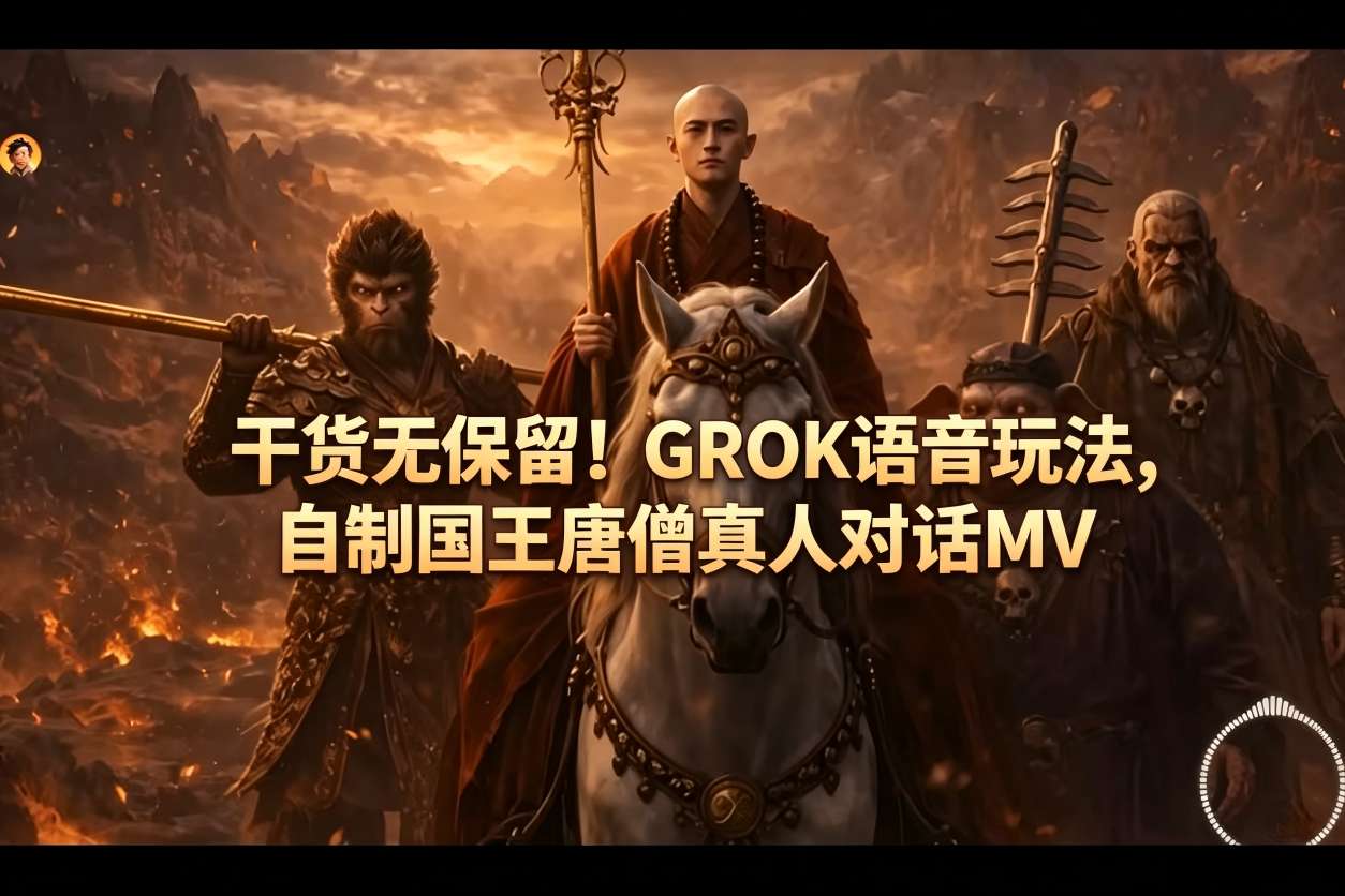 干货无保留！GROK语音玩法，自制国王唐僧真人对话MV-菠萝头