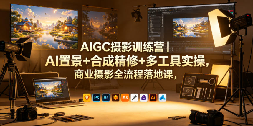 AIGC摄影训练营｜AI置景+合成精修+多工具实操，商业摄影全流程落地课-菠萝头