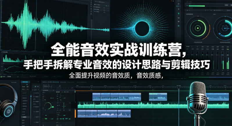 全能音效实战训练营，手把手拆解专业音效的设计思路与剪辑技巧，全面提升视频的音效质感-菠萝头