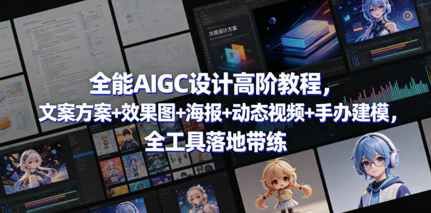 全能AIGC设计高阶教程，文案方案+效果图+海报+动态视频+手办建模，全工具落地带练-菠萝头