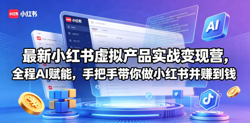 最新小红书虚拟产品实战变现营，全程AI赋能，手把手带你做小红书并赚到钱-菠萝头