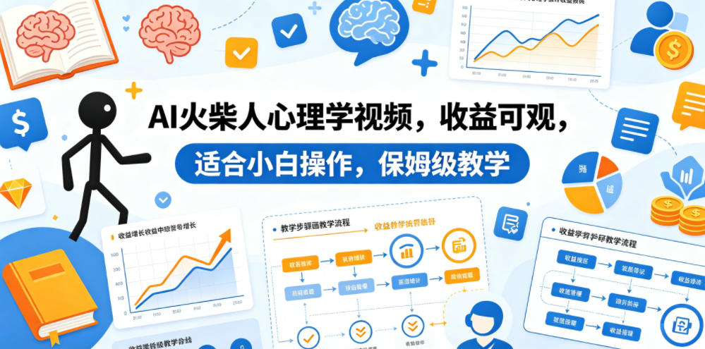 AI火柴人心理学视频，收益可观，适合小白操作，保姆级教学-菠萝头