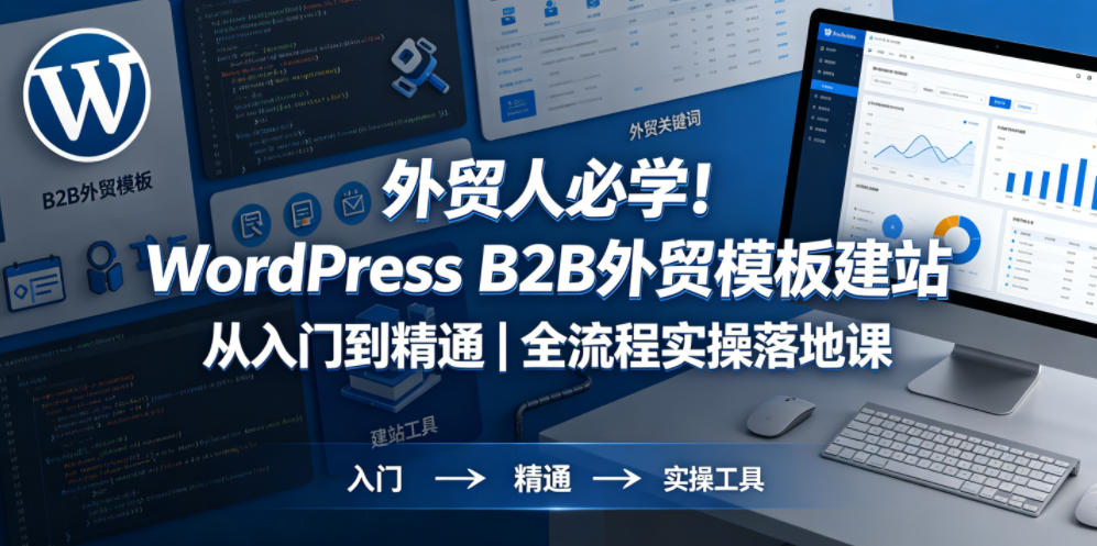 外贸人必学！WordPress B2B外贸模板建站从入门到精通｜全流程实操落地课-菠萝头