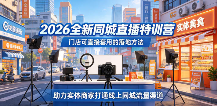 2026全新同城直播特训营，门店可直接套用的落地方法，助力实体商家打通线上同城流量渠道-菠萝头