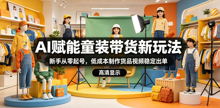 AI赋能童装带货新玩法，新手从零起号，低成本制作货品视频稳定出单-菠萝头