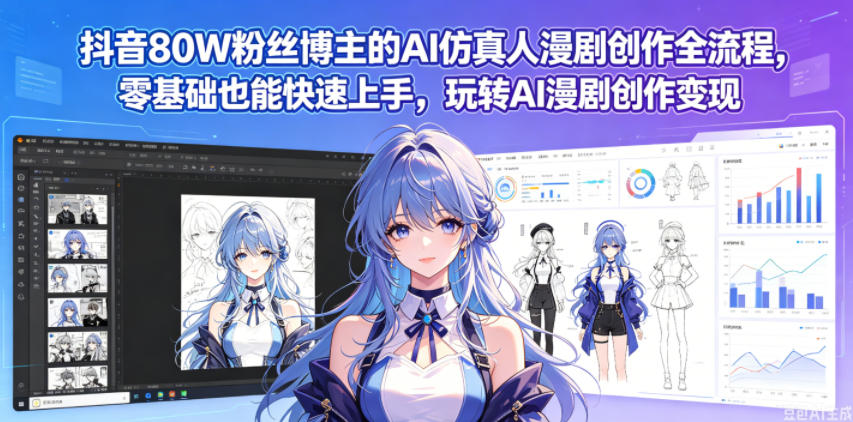 抖音80W粉丝博主的AI仿真人漫剧创作全流程，零基础也能快速上手，玩转AI漫剧创作变现-菠萝头