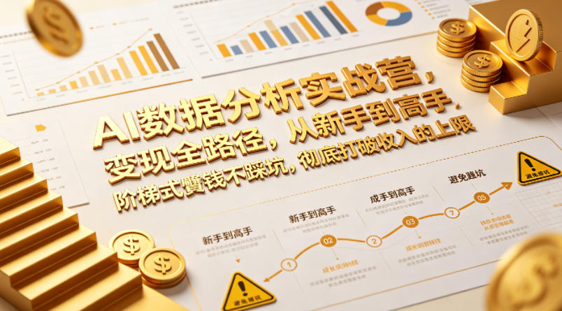 AI数据分析实战营，变现全路径，从新手到高手，阶梯式賺钱不踩坑，彻底打破收入的上限-菠萝头
