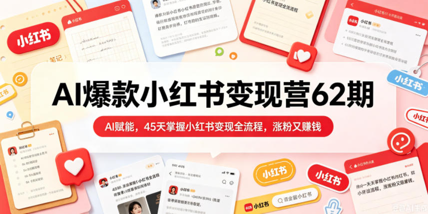 AI爆款小红书变现营62期2026年5月，AI赋能，45天掌握小红书变现全流程，涨粉又賺钱-菠萝头