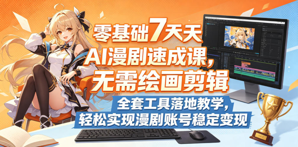 零基础7天AI漫剧速成课，无需绘画剪辑，全套工具落地教学，轻松实现漫剧账号稳定变现-菠萝头