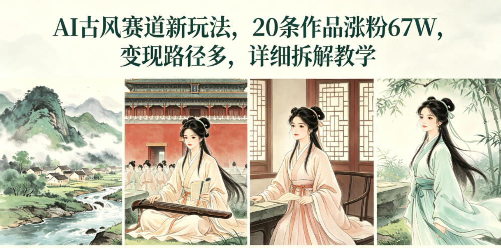 AI古风赛道新玩法，20条作品涨粉67W，变现路径多，详细拆解教学-菠萝头