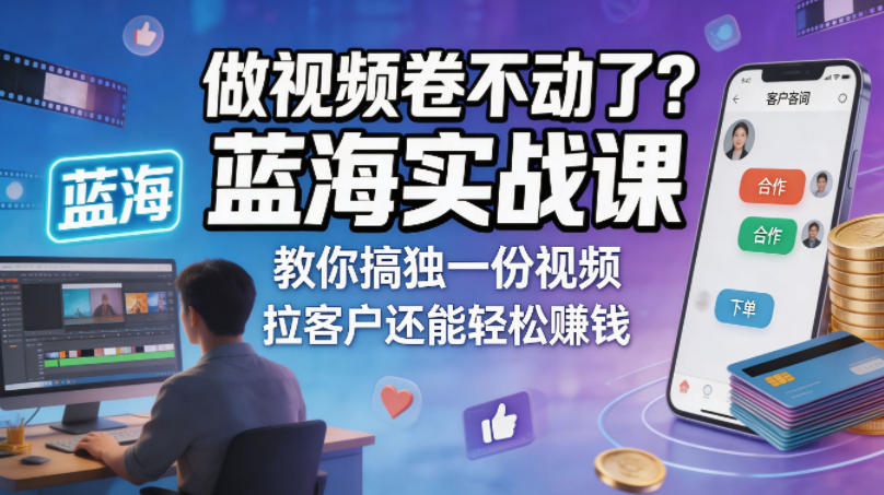 做视频卷不动了？蓝海实战课教你搞独一份视频，拉客户还能轻松賺钱！【原创双语字幕】-菠萝头