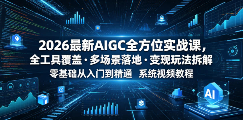 2026最新AIGC全方位实战课，全工具覆盖・多场景落地・变现玩法拆解，零基础从入门到精通系统视频教程-菠萝头