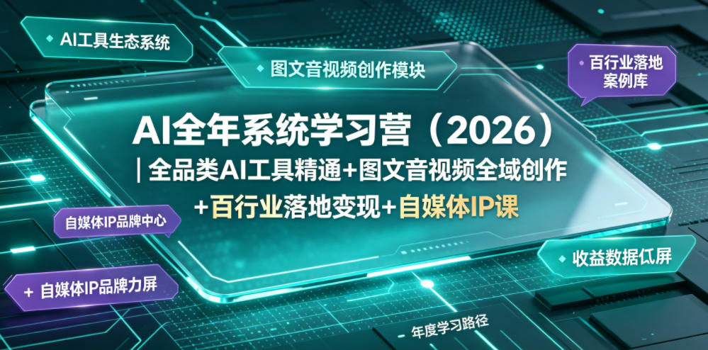 AI全年系统学习营（2026）｜全品类AI工具精通+图文音视频全域创作+百行业落地变现+自媒体IP打造年度进阶大课-菠萝头