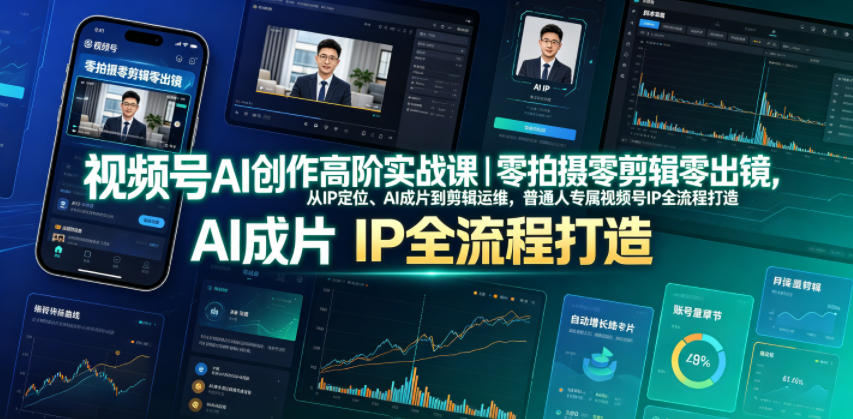 视频号AI创作高阶实战课｜零拍摄零剪辑零出镜，从IP定位、AI成片到剪辑运维，普通人专属视频号IP全流程打造-菠萝头